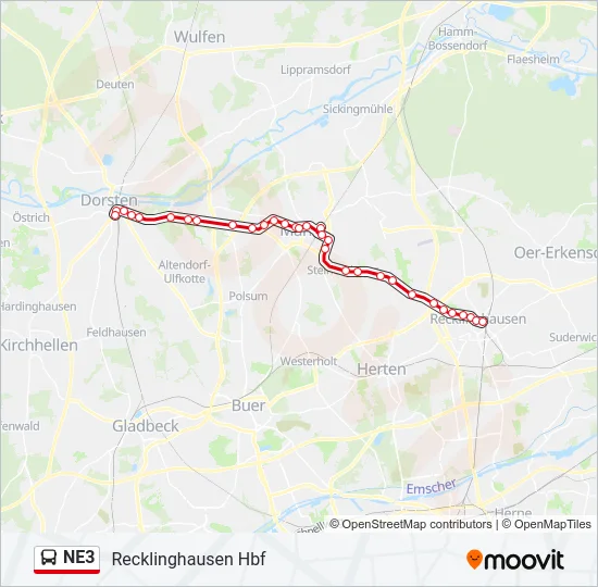 NE3 Bus Line Map