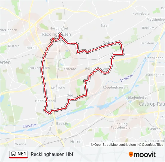 NE1 Bus Line Map
