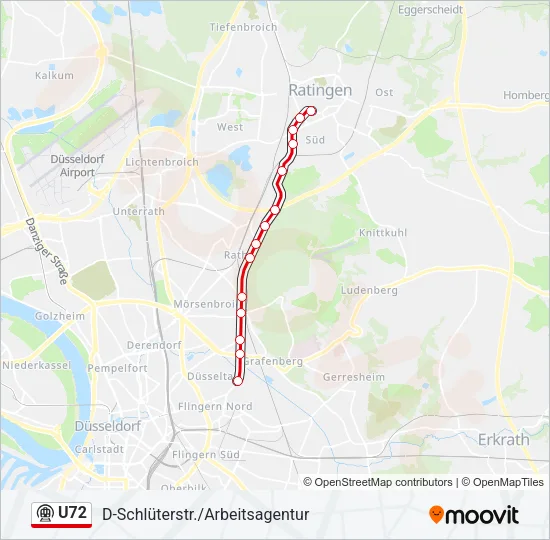 Метро U72: карта маршрута