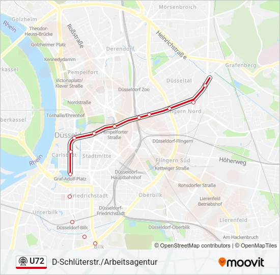 Метро U72: карта маршрута