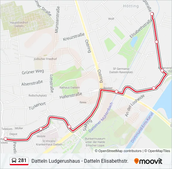 281 Bus Line Map