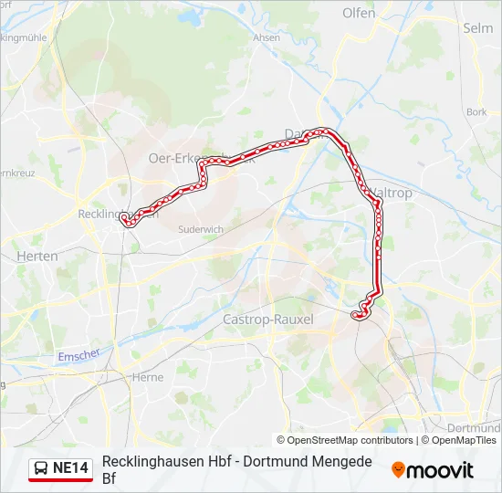 NE14 Bus Line Map
