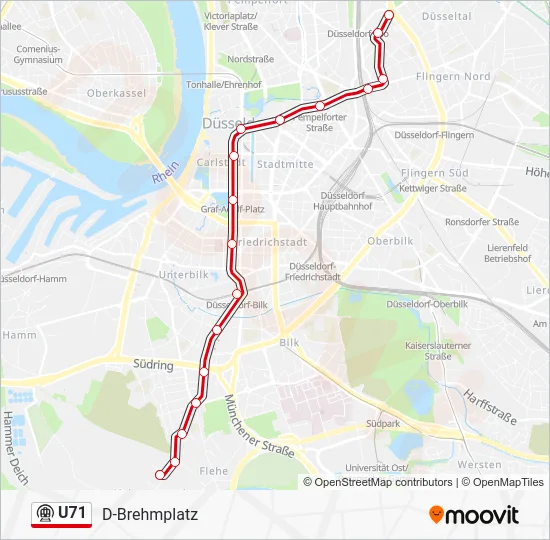 Метро U71: карта маршрута