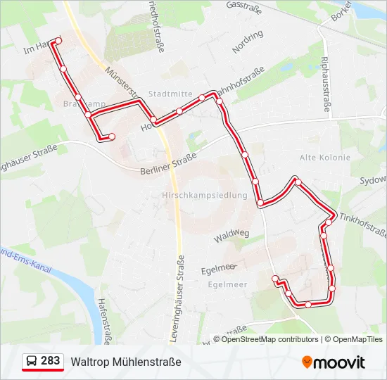 283 Bus Line Map