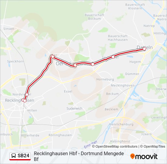Автобус SB24: карта маршрута