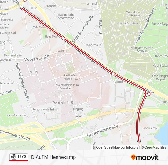 Метро U73: карта маршрута