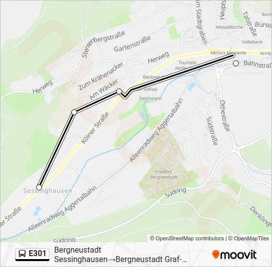 Автобус E301: карта маршрута