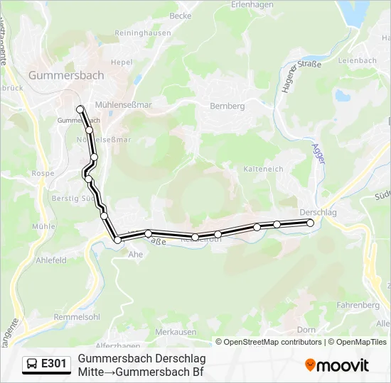 Автобус E301: карта маршрута