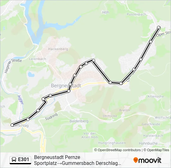 Автобус E301: карта маршрута