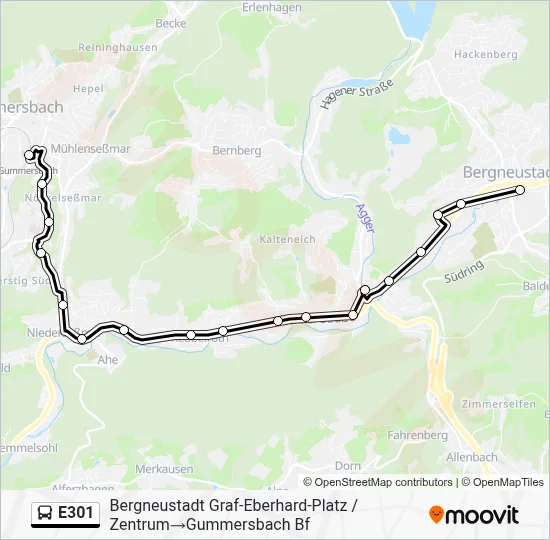 Buslinie E301 Karte