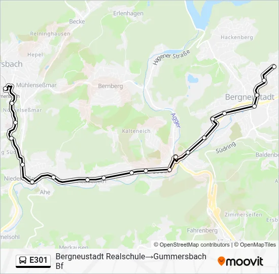 Buslinie E301 Karte