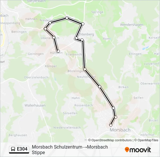 Автобус E304: карта маршрута