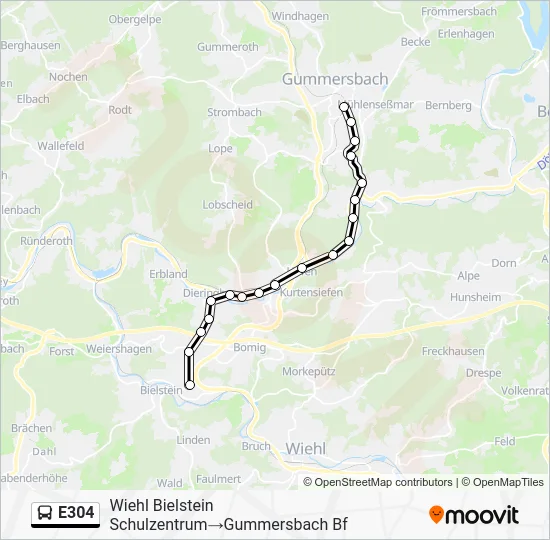 Автобус E304: карта маршрута