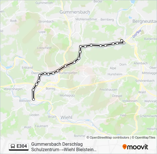 Автобус E304: карта маршрута