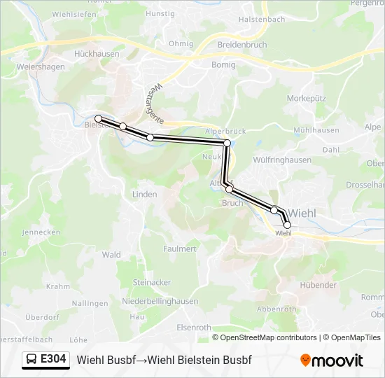 Автобус E304: карта маршрута