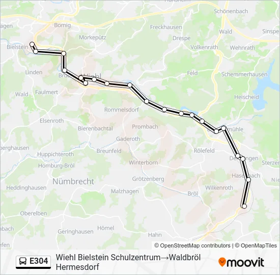 Автобус E304: карта маршрута