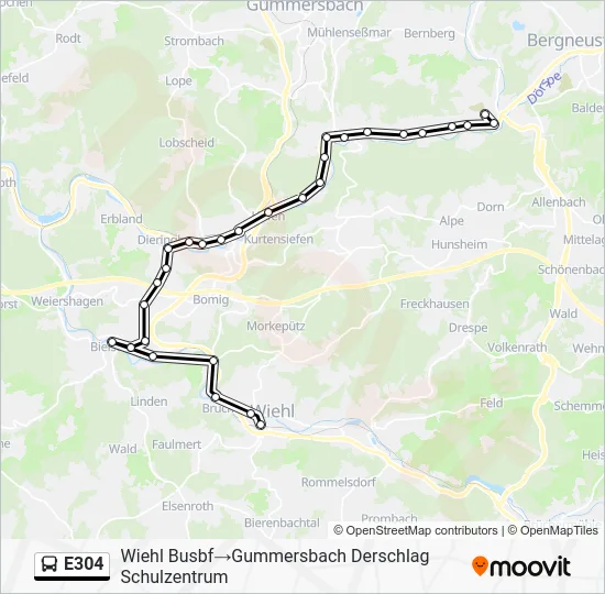 Автобус E304: карта маршрута