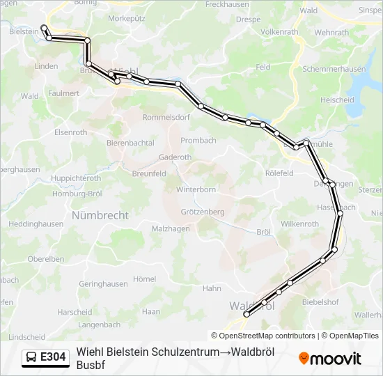 Автобус E304: карта маршрута