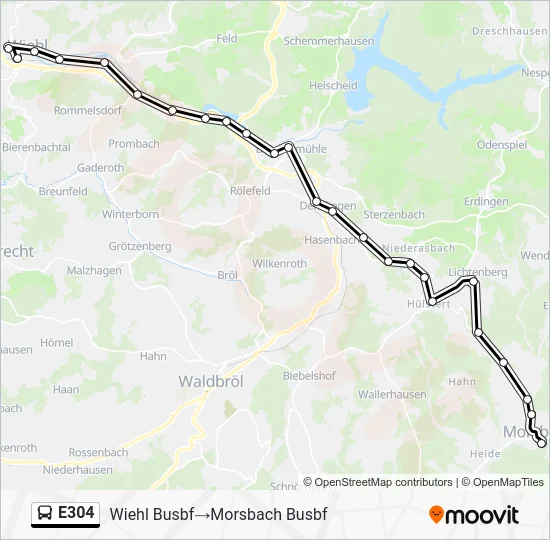 Автобус E304: карта маршрута