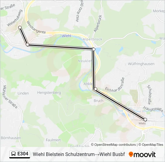 Автобус E304: карта маршрута