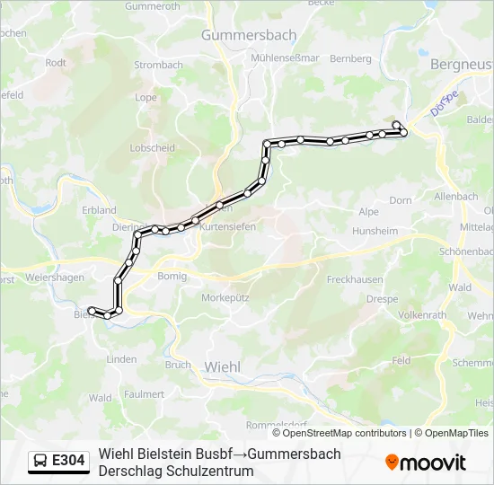 Автобус E304: карта маршрута
