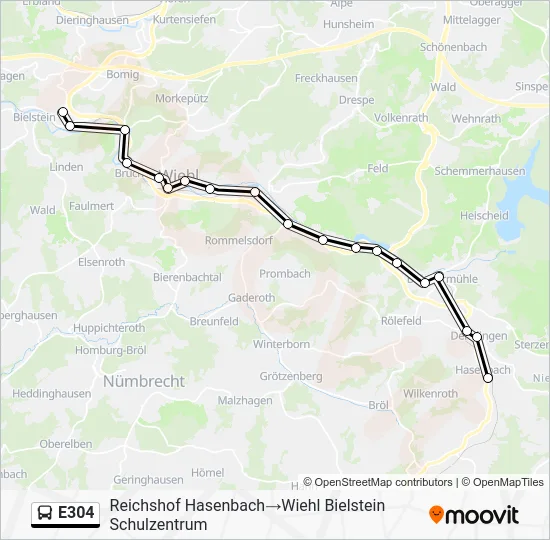 Автобус E304: карта маршрута
