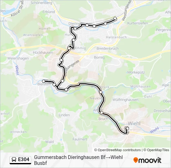 E304 Bus Line Map