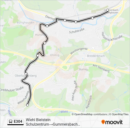 E304 Bus Line Map
