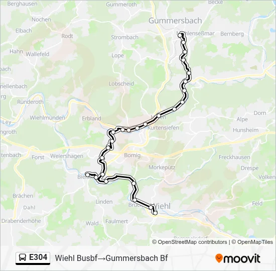 E304 Bus Line Map