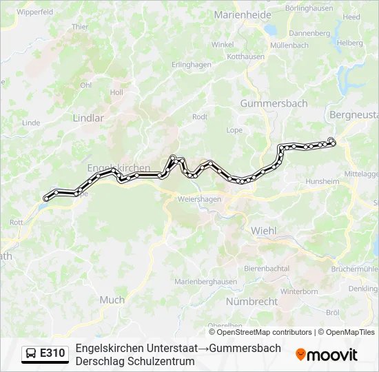 Автобус E310: карта маршрута