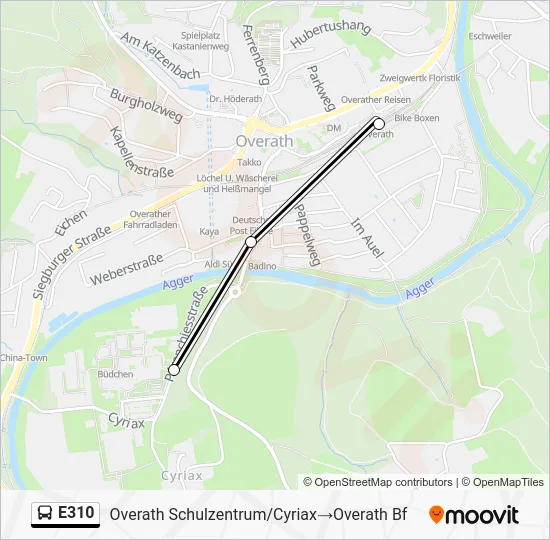 Автобус E310: карта маршрута