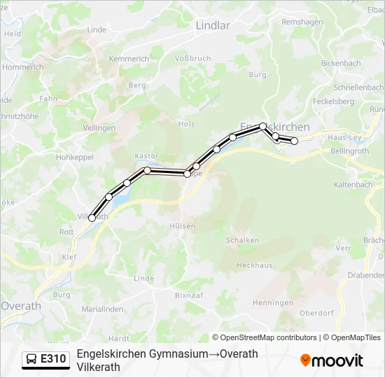 Автобус E310: карта маршрута