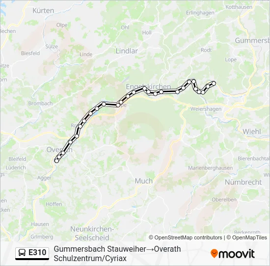 Автобус E310: карта маршрута
