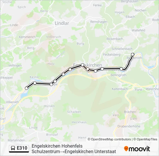 Автобус E310: карта маршрута
