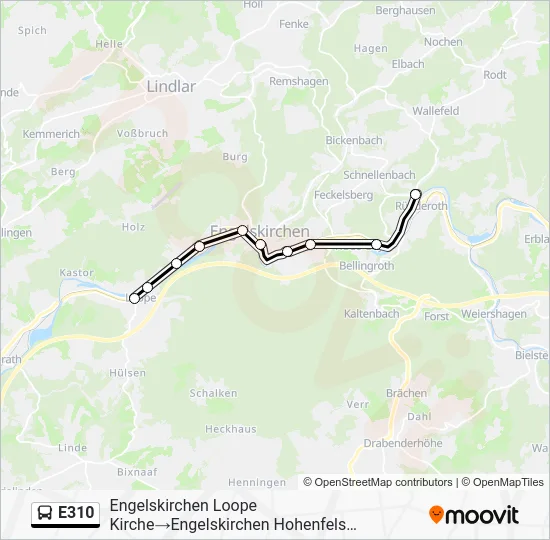 Автобус E310: карта маршрута