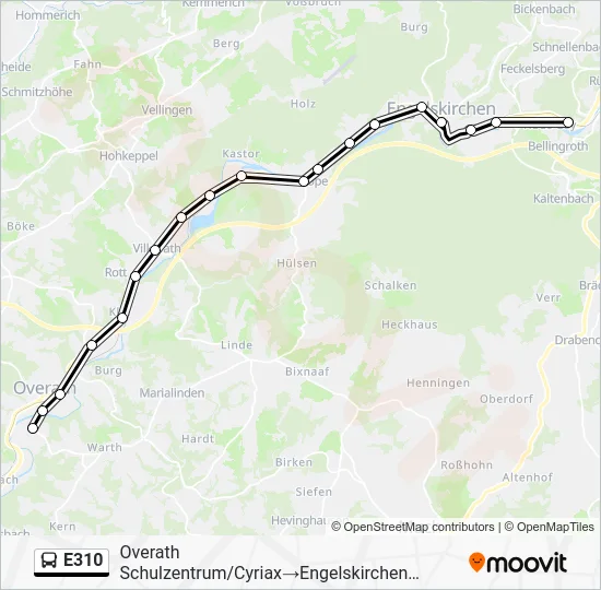 Автобус E310: карта маршрута