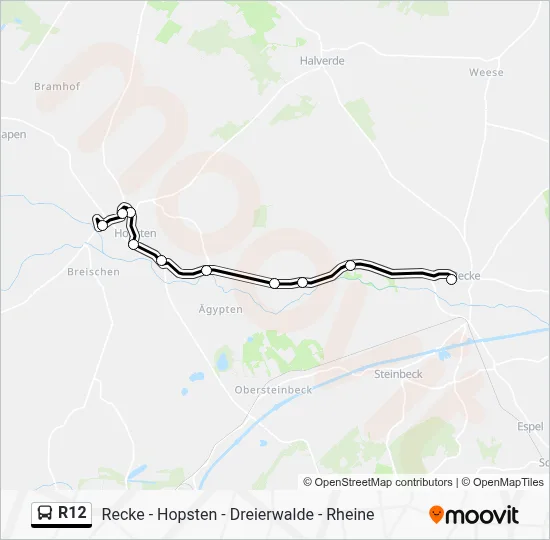 R12 Route: Fahrpläne, Haltestellen & Karten - Hopsten, Kanalstraße ...