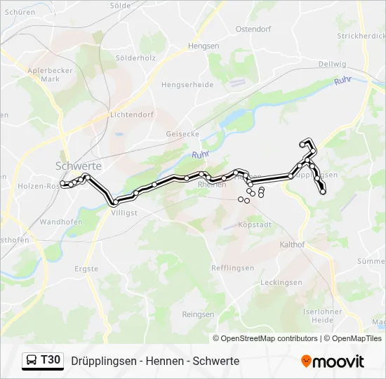 T30 Bus Line Map