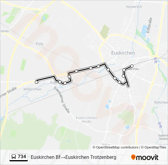 734 Bus Line Map