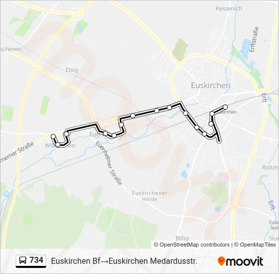 734 Bus Line Map