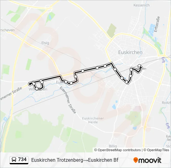734 Bus Line Map