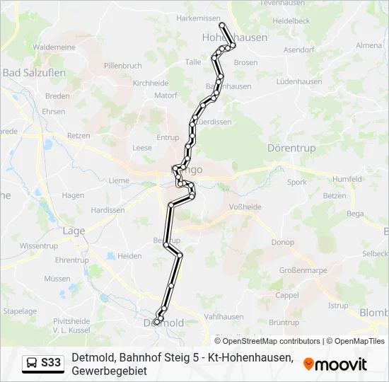 S33 Bus Line Map