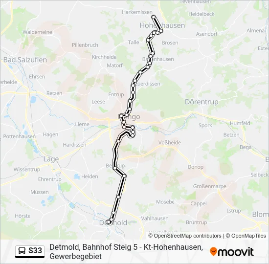 S33 Bus Line Map