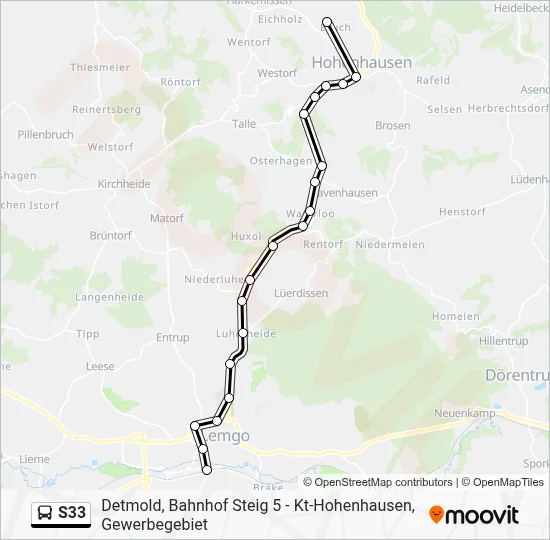 S33 Bus Line Map