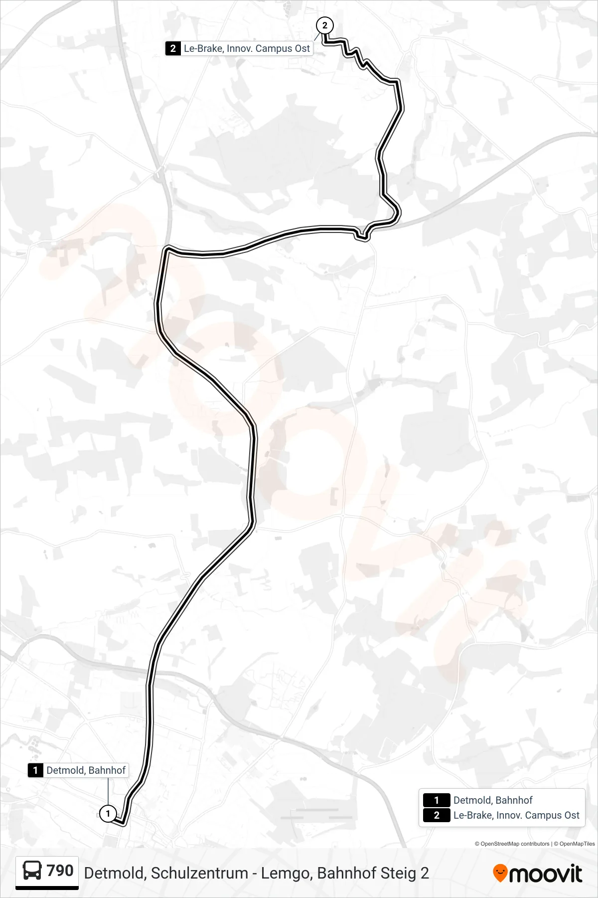 Linie 790 (Bus) Richtung Le-Brake, Innov. Campus Ost: Route und Haltestellen auf der Karte