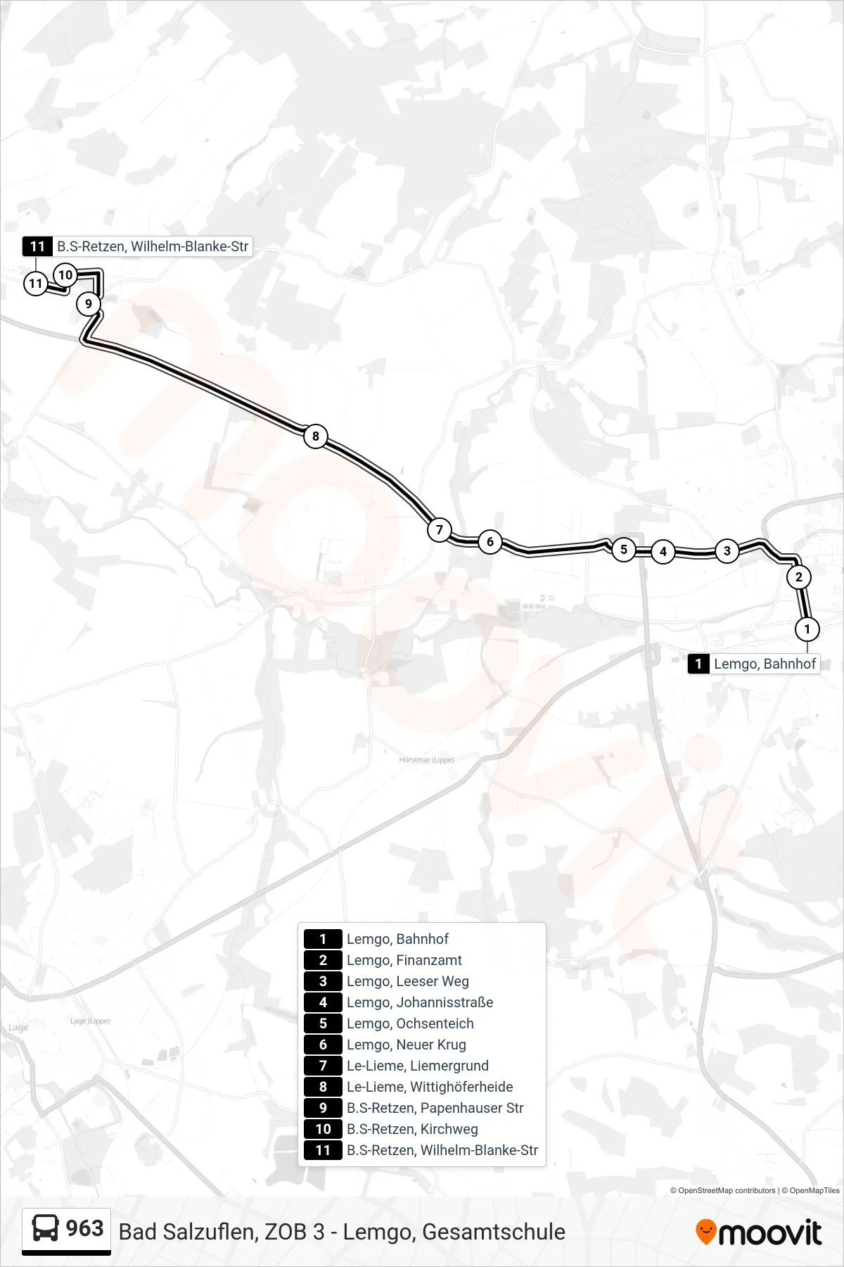 Linie 963 (Bus) Richtung B.S-Retzen, Wilhelm-Blanke-Str: Route und Haltestellen auf der Karte