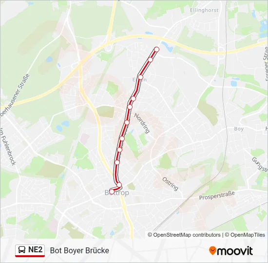 NE2 Bus Line Map
