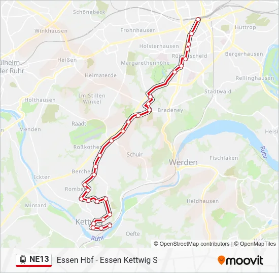 Straßenbahnlinie NE13 Karte