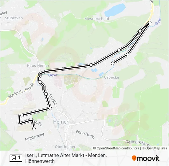 1 Bus Line Map