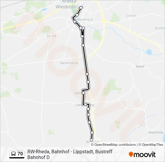 70 Bus Line Map